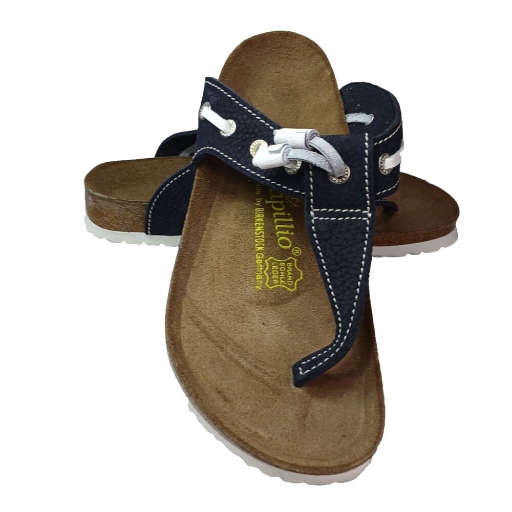 Pappillio by Birkinstock Navy Nautical Sandal Flip Flops Size 8 Footbed Clean